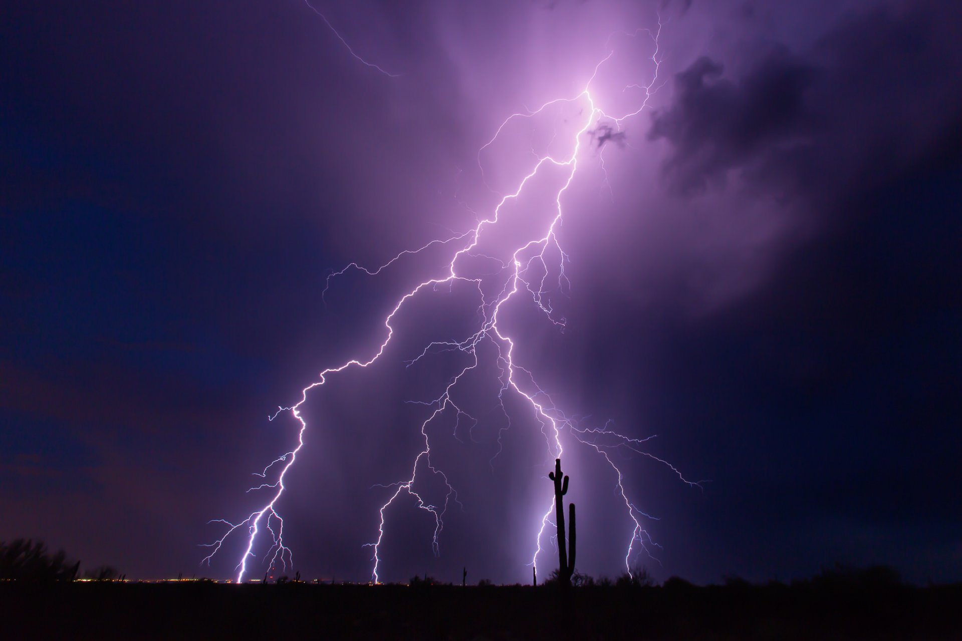 états-unis arizona nuit orage foudre violet ciel nuages