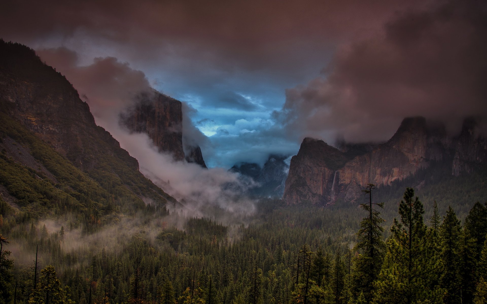 parc national de yosemite tunnel view tempête