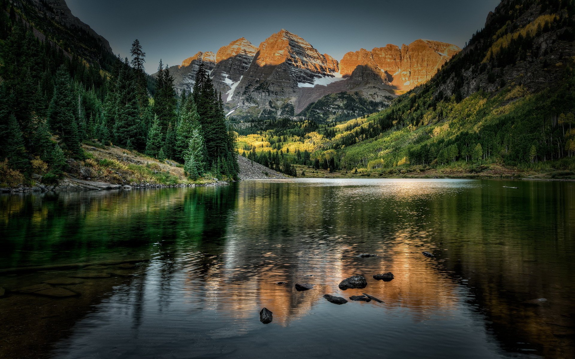 maroon glocken colorado see berge landschaft