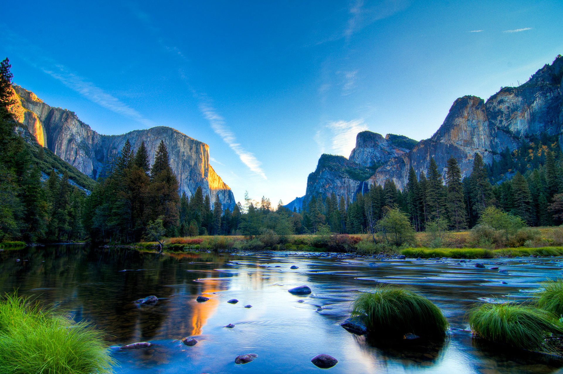 yosemite park himmel berge wald see steine