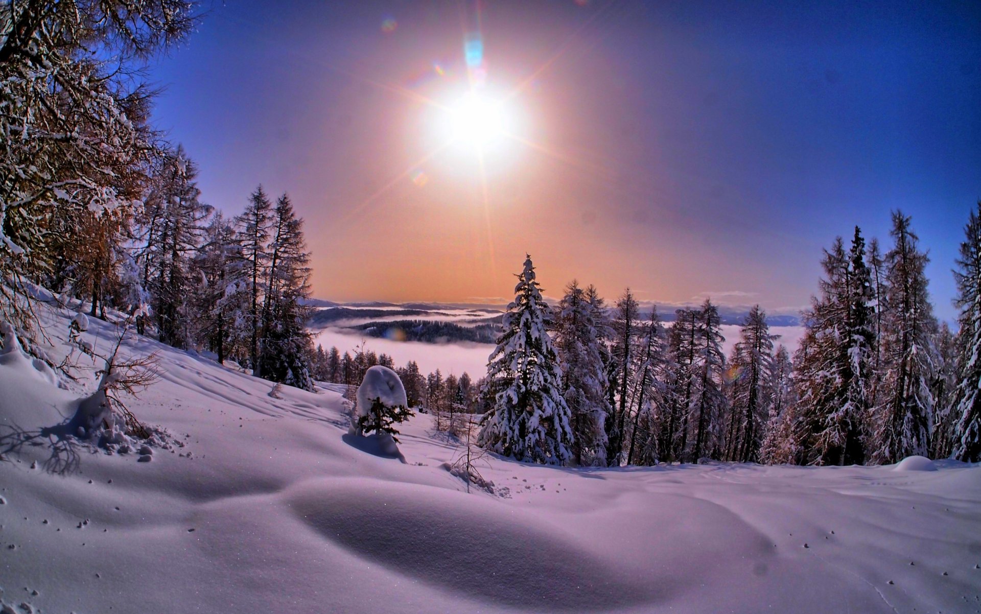 natura zima śnieg niebo krajobraz zima biały zachód słońca