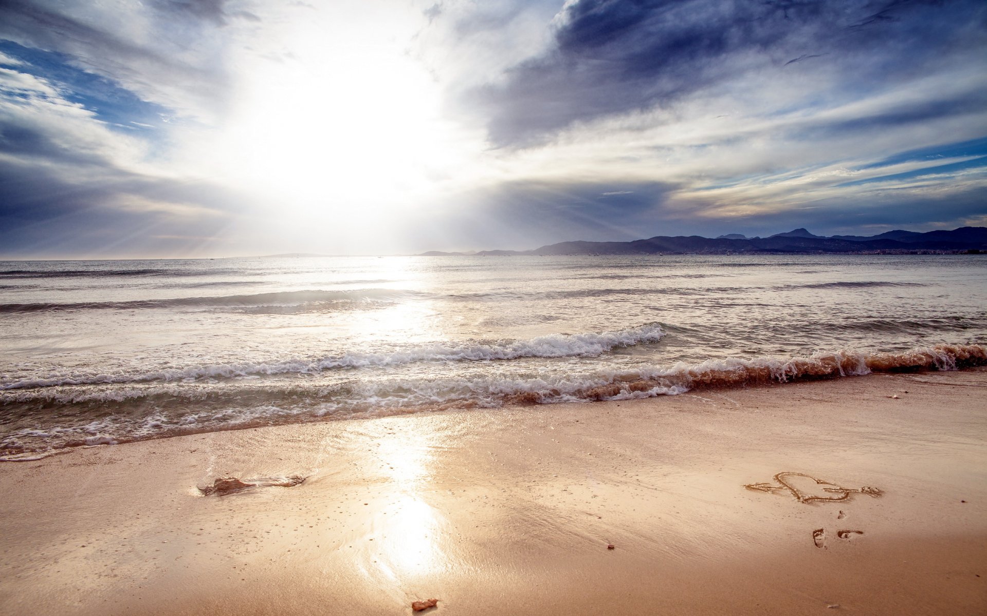 matin mer plage coeur paysage