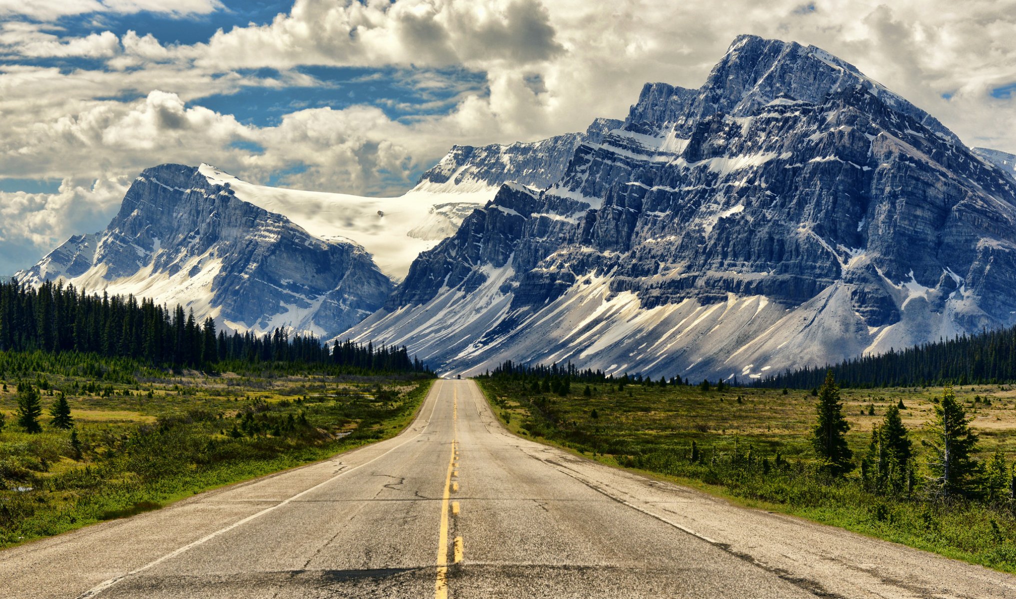 carretera montaña paisaje alberta canadá banff icefields parkway parque nacional de banff