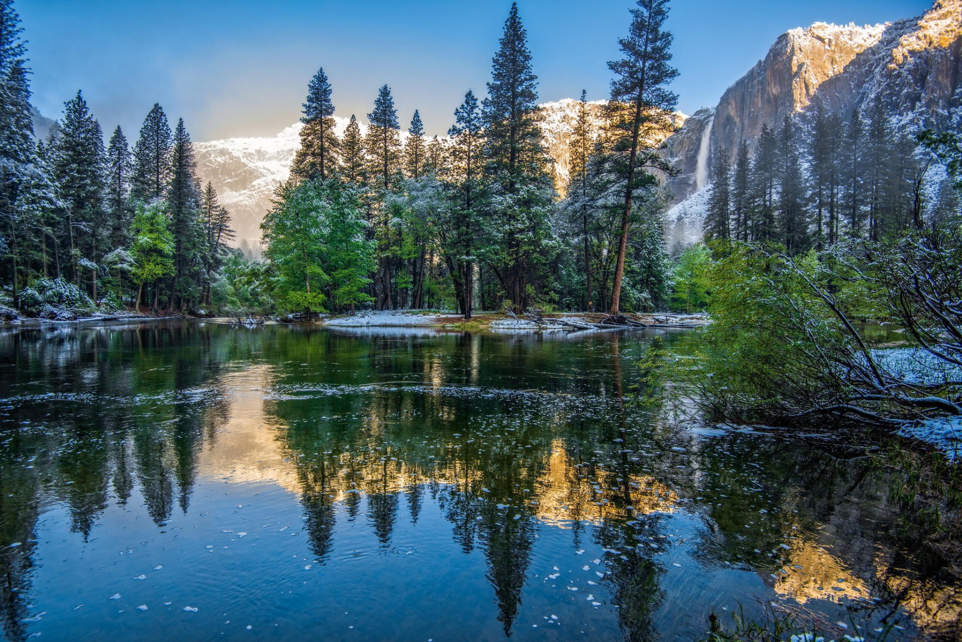 nature winter mountains trees yosemite national park usa california yosemite