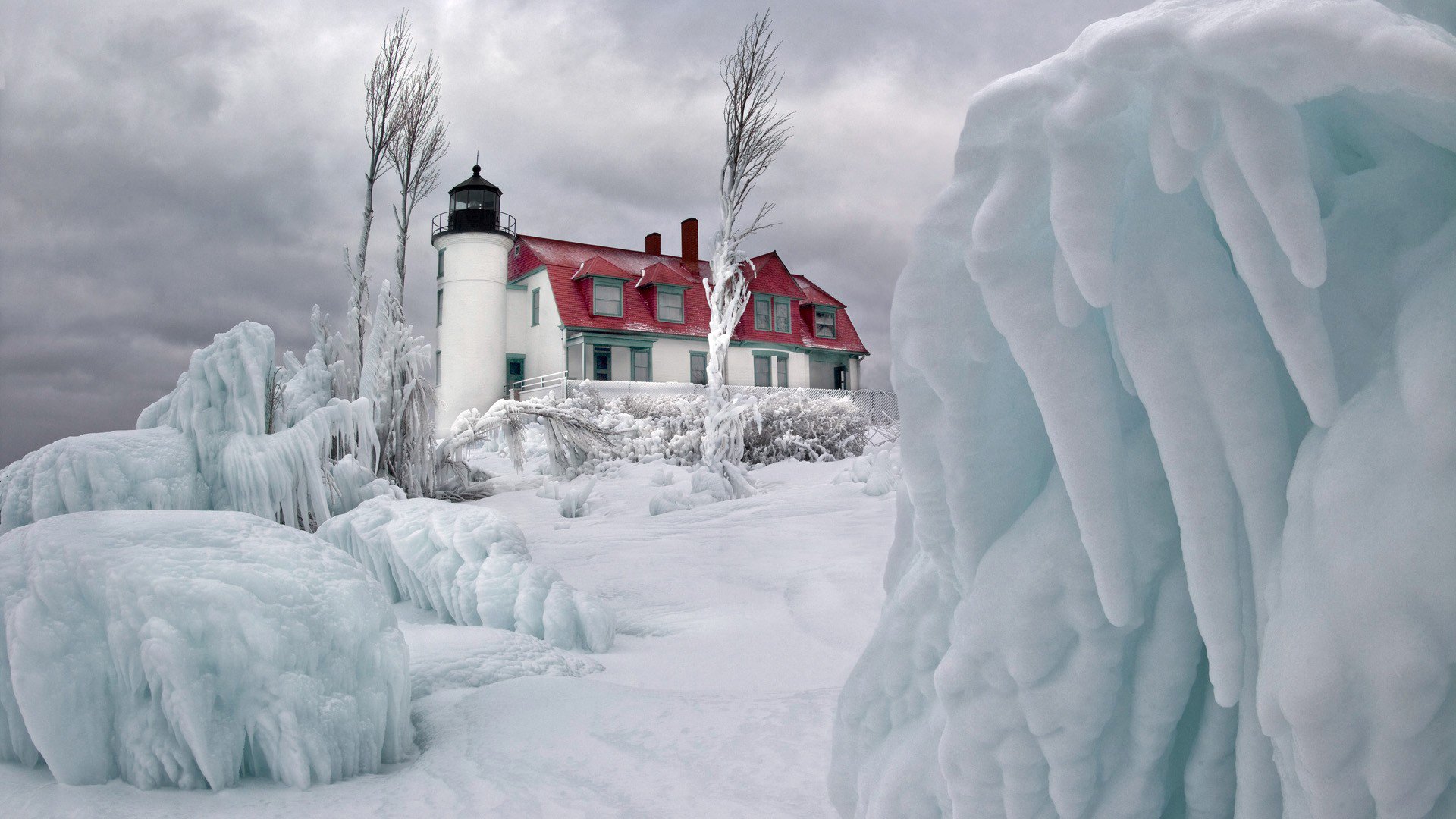 cielo nuvole inverno ghiaccio neve faro casa