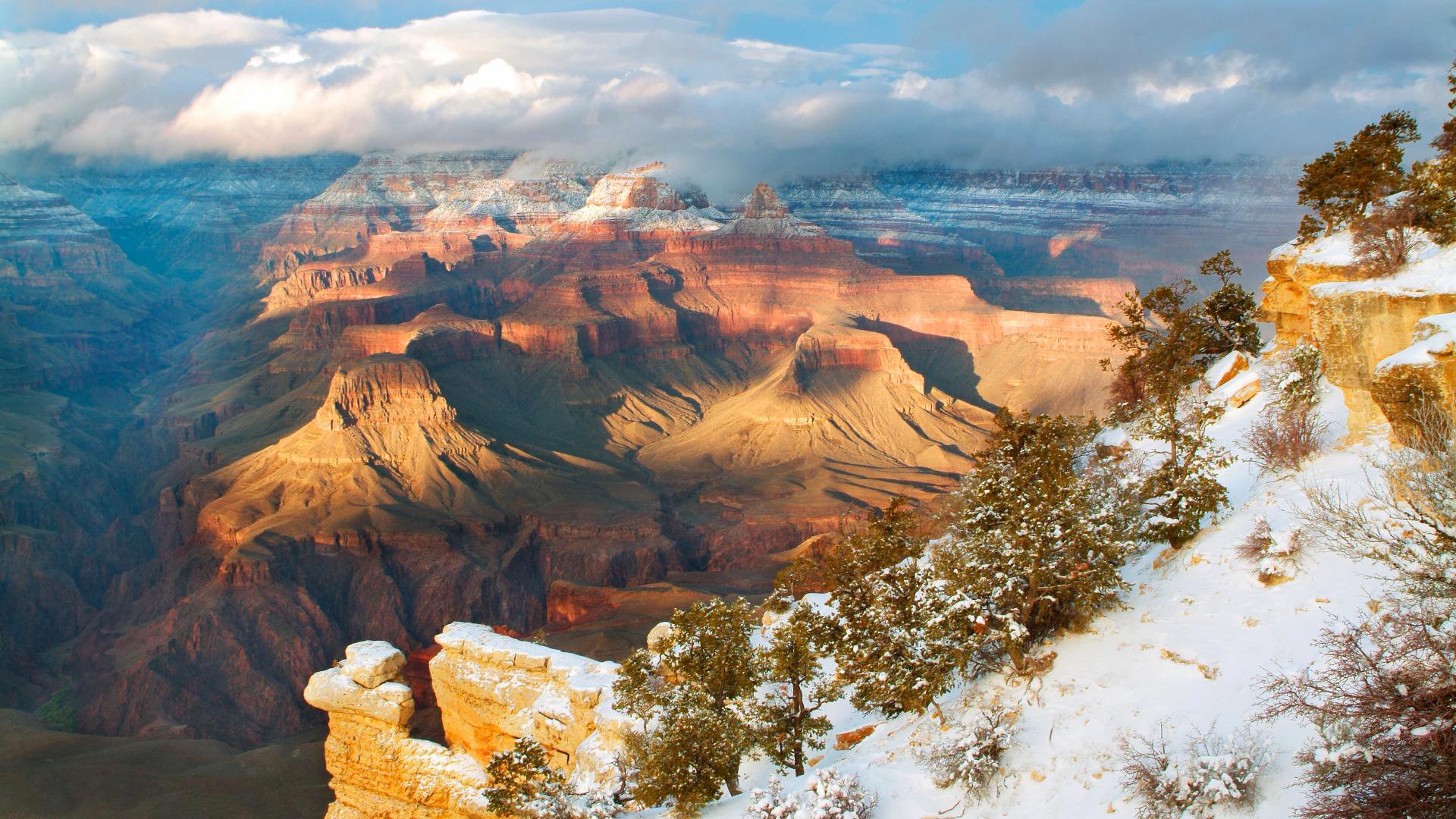 cielo nuvole tramonto montagne canyon neve alberi natura