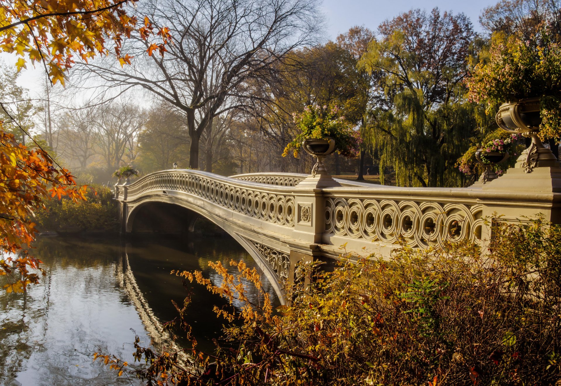 paysage. nature. beauté pont rivière arbres. feuilles automne