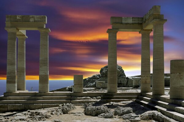 Greek Acropolis near the Aegean Sea