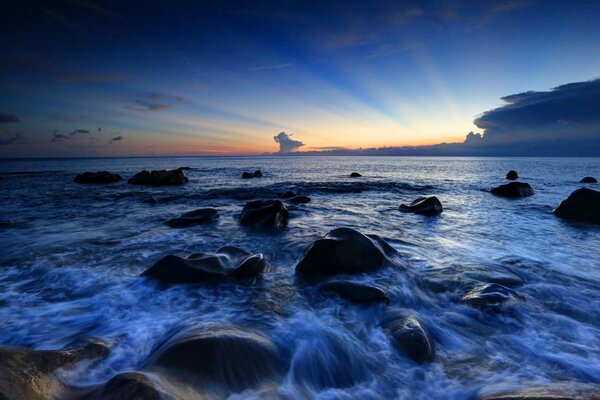 Zakan on the background of azure water