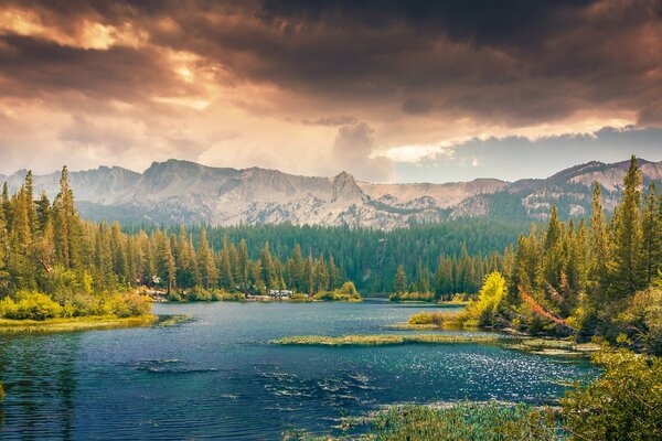 The image of the landscape of nature at sunset