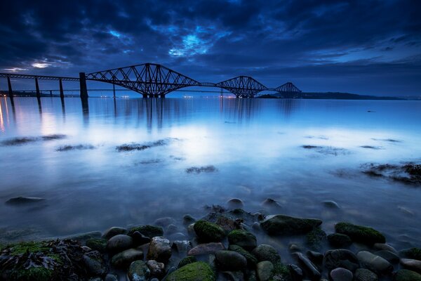 Fort Bridge against the background of the evening cloudy sky