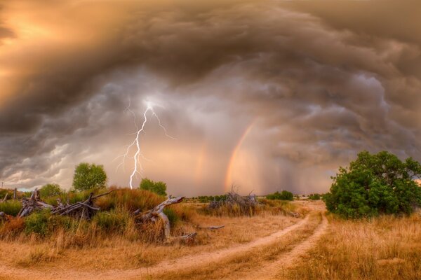 Lightning in the threatening clouds