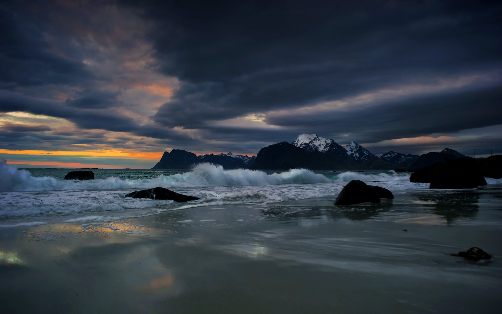 mer côte nuit paysage