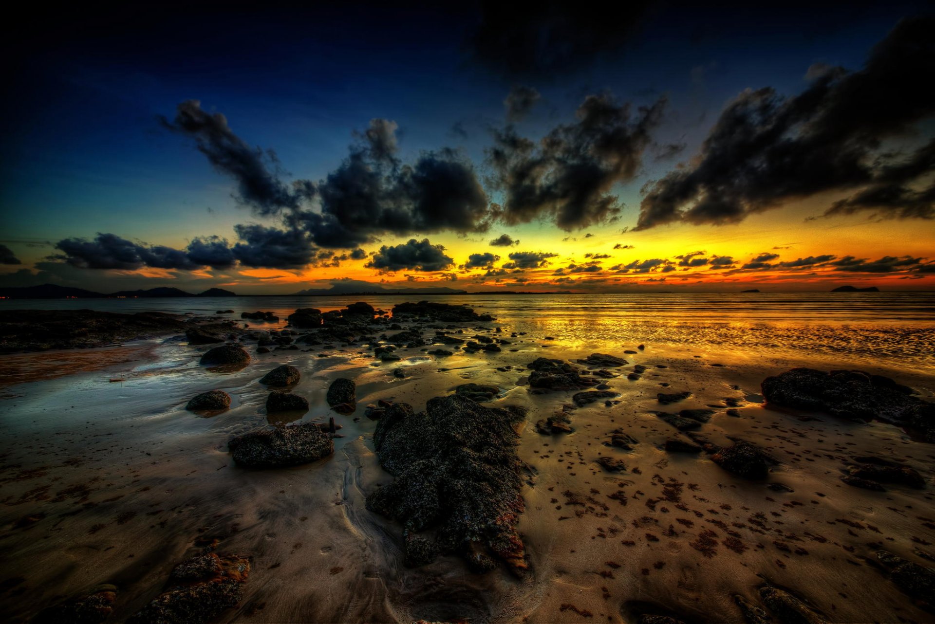 golden hour beach sea sunset clouds ☁