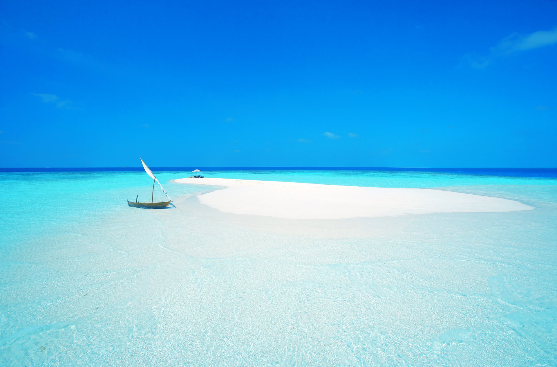 ky sea ocean the maldives island sand beach boat sail umbrella chair
