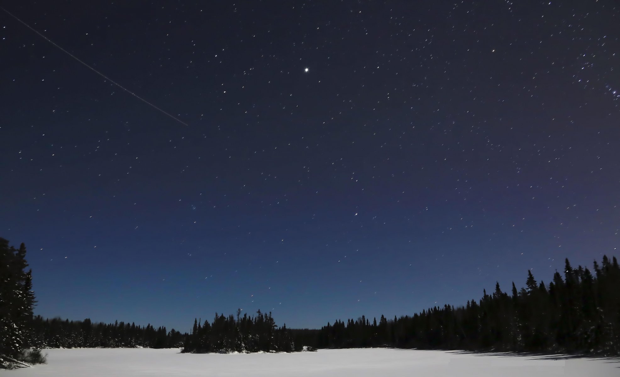 paisaje naturaleza siluetas árboles nieve cielo estrellas noche