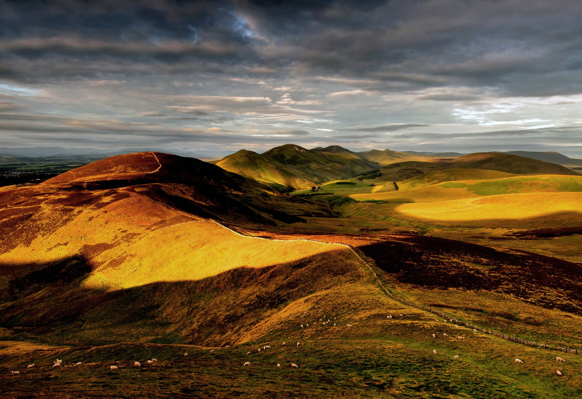 hills england britain sky sheep