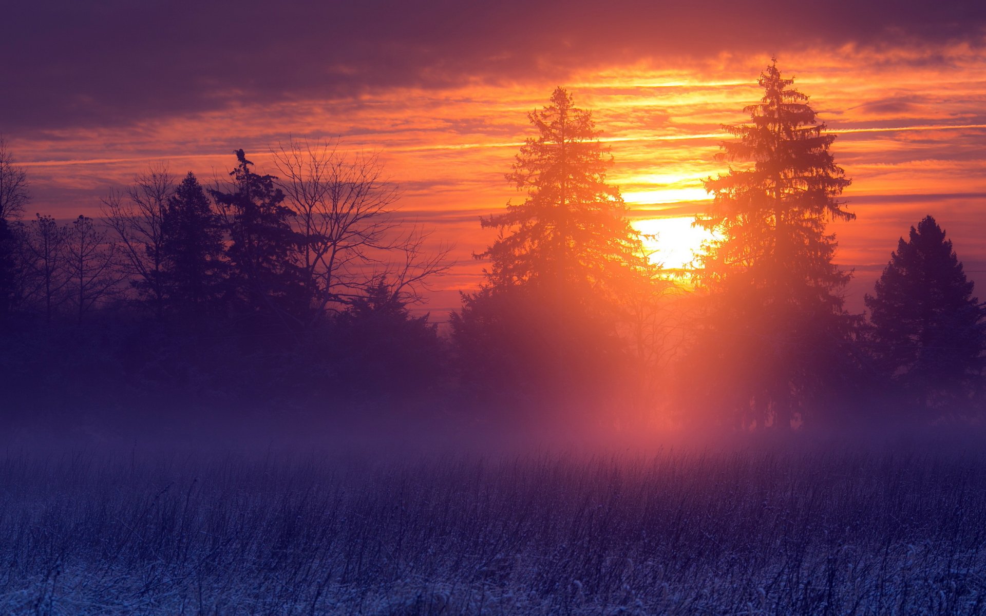 unset winter landscape