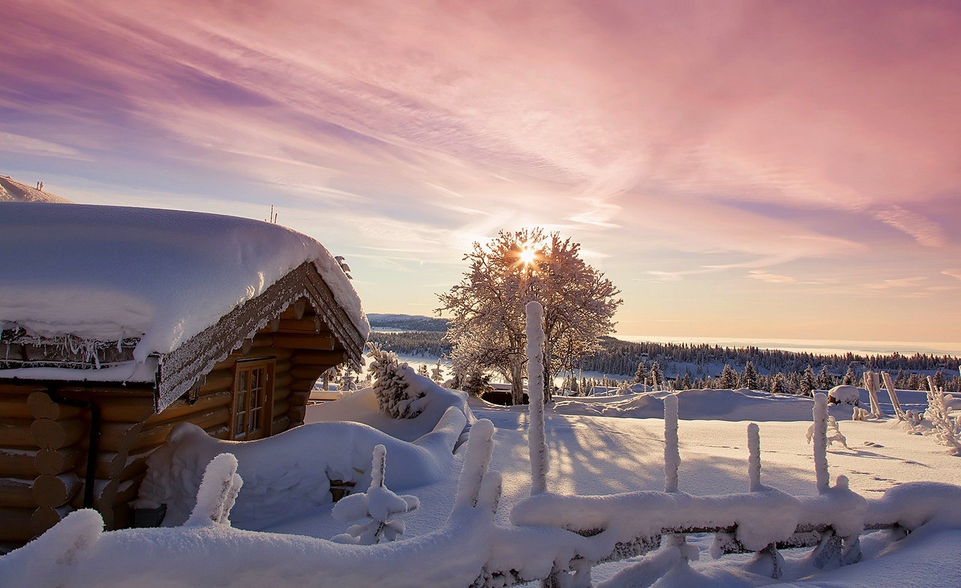 nature house winter snow sky landscape winter white cool nice sunset
