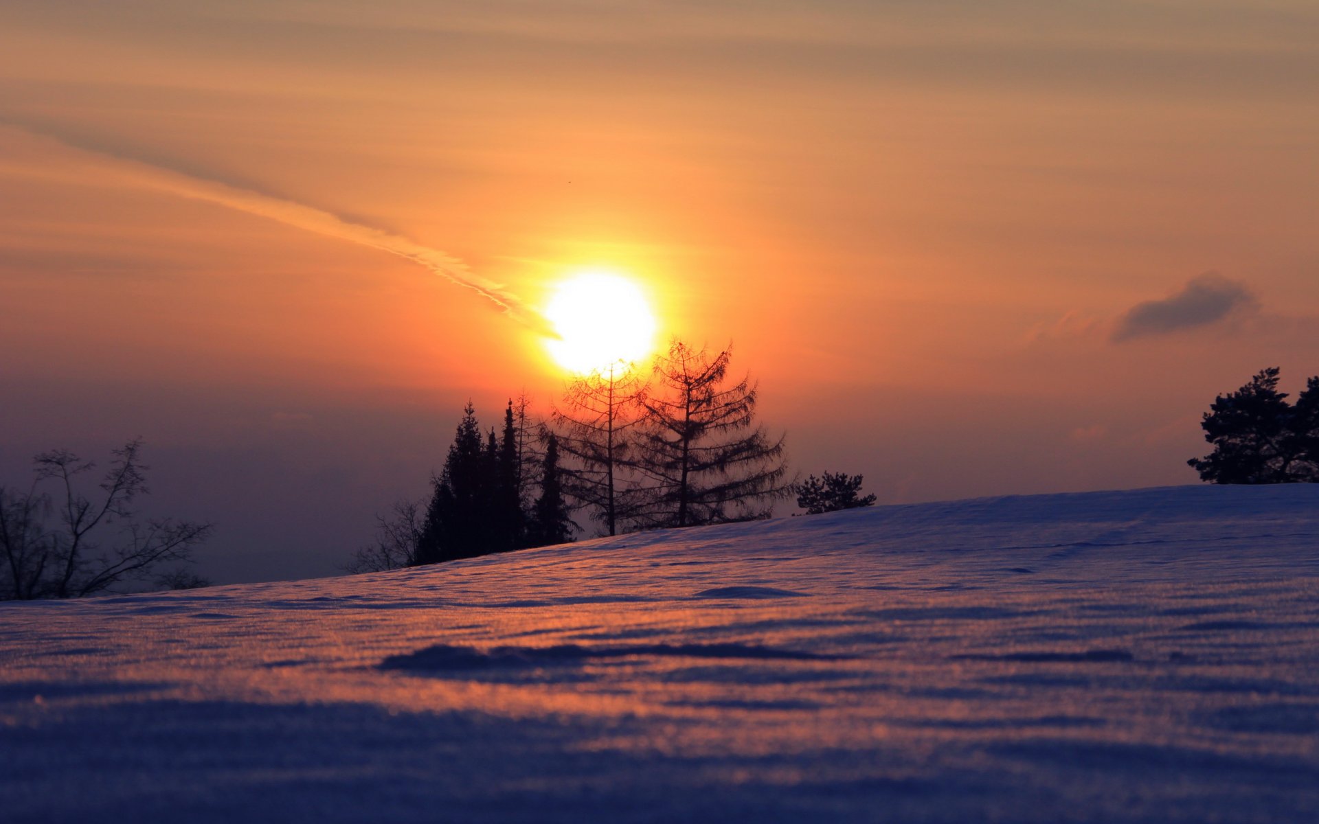 coucher de soleil hiver paysage