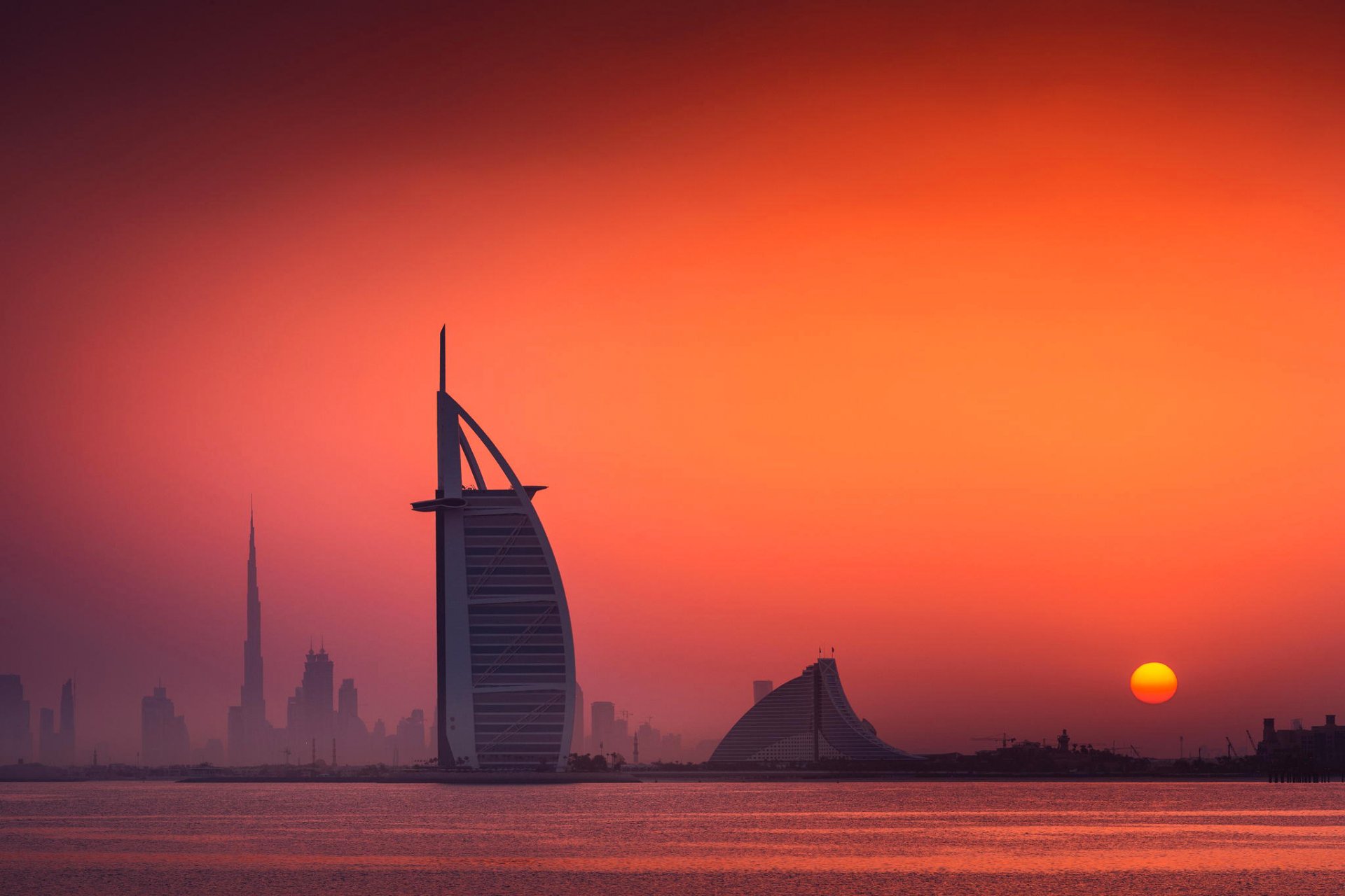 emiratos árabes unidos dubai burj al arab jumeirah beach hotel amanecer cielo sol
