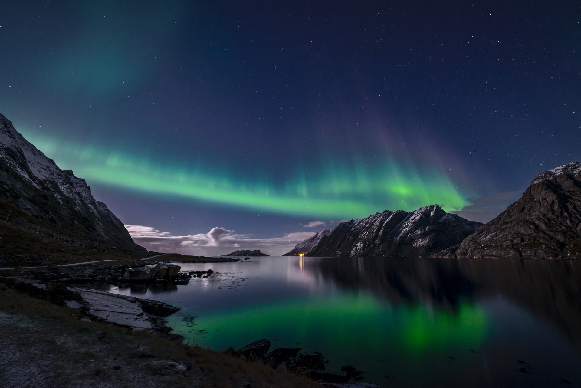 norway lofoten night northern light