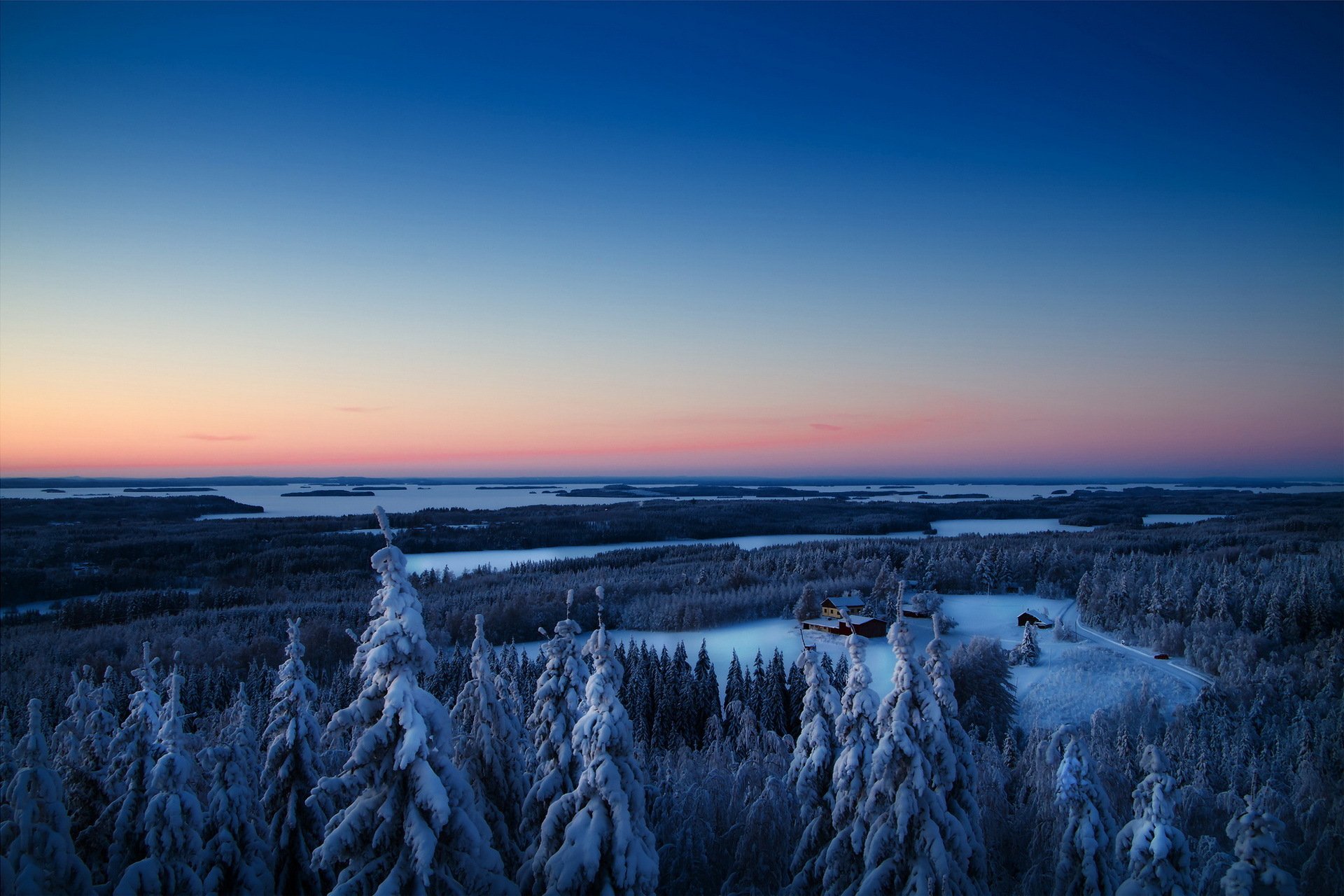 tramonto inverno paesaggio