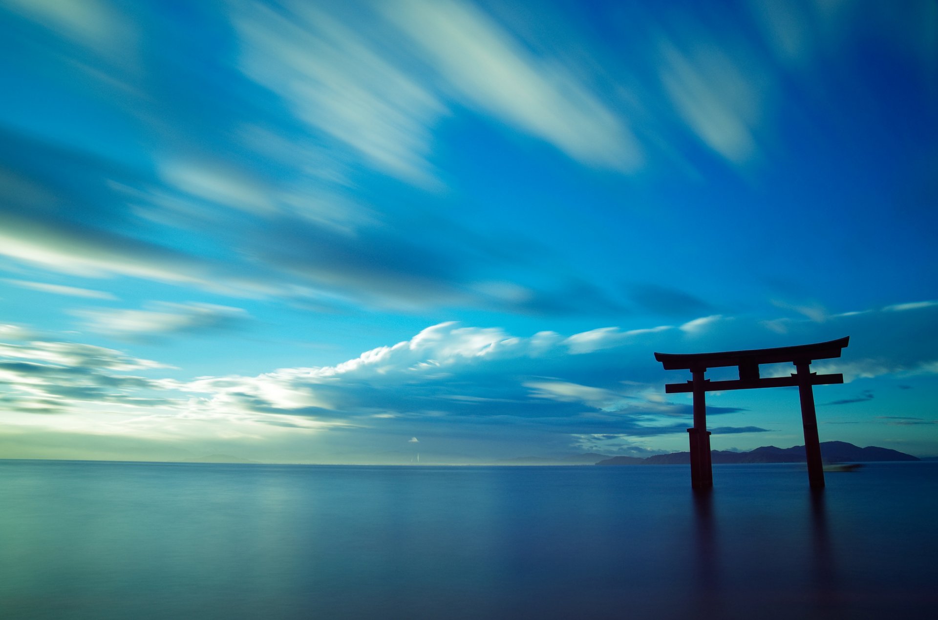 giappone oceano cielo cancello torii paesaggio