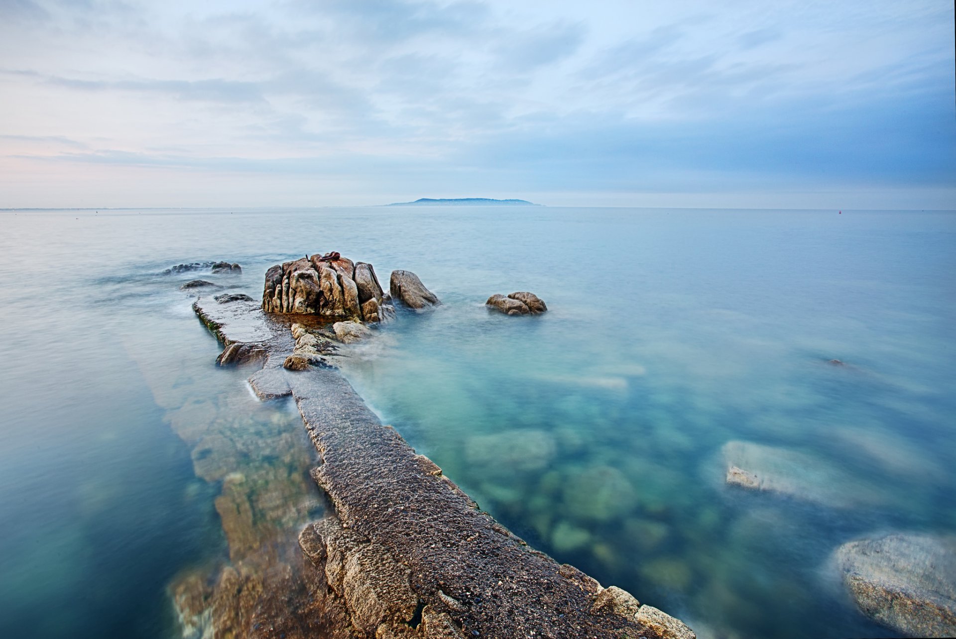 meer insel steine morgen morgendämmerung