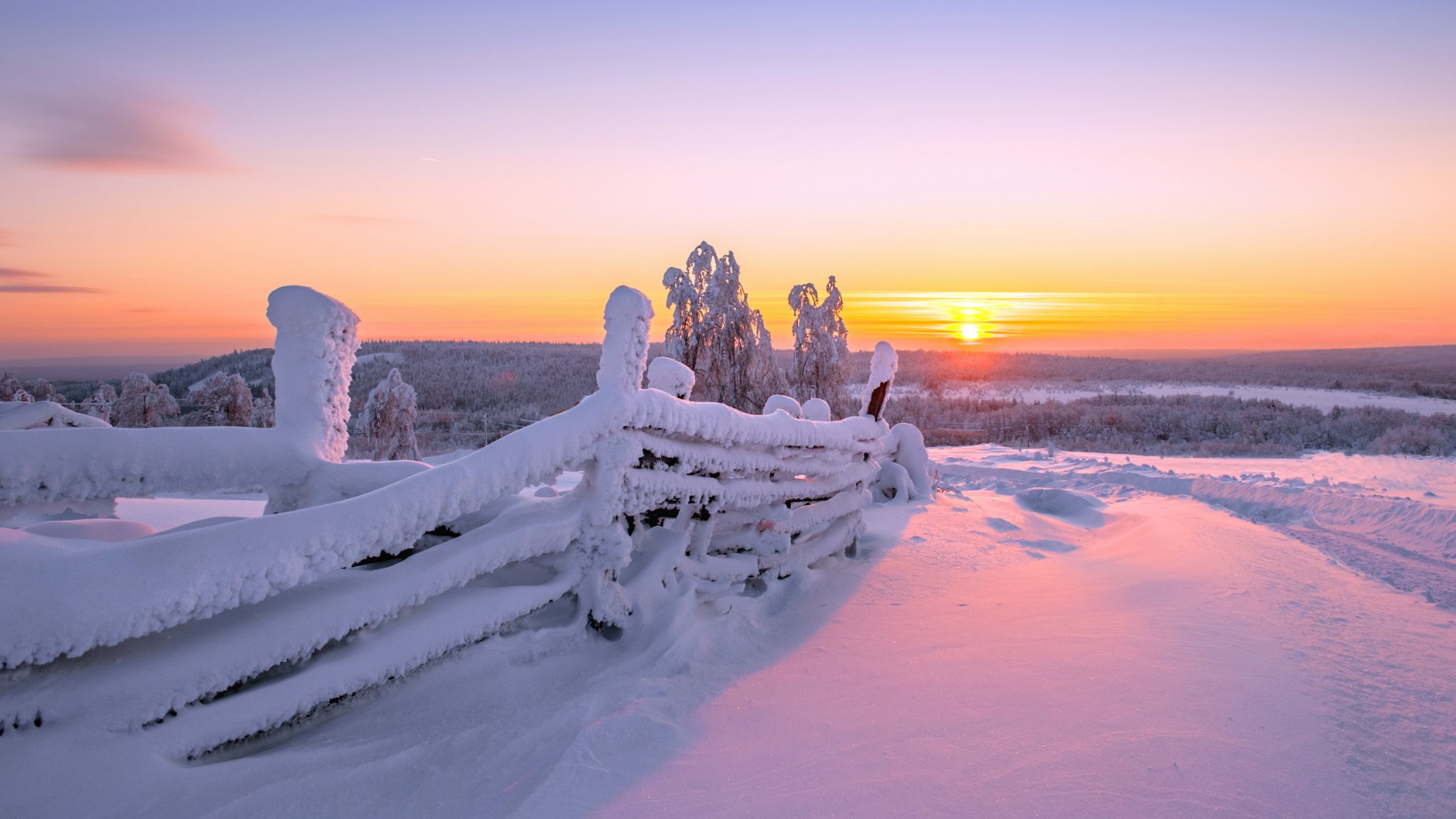 puesta de sol invierno cerca paisaje