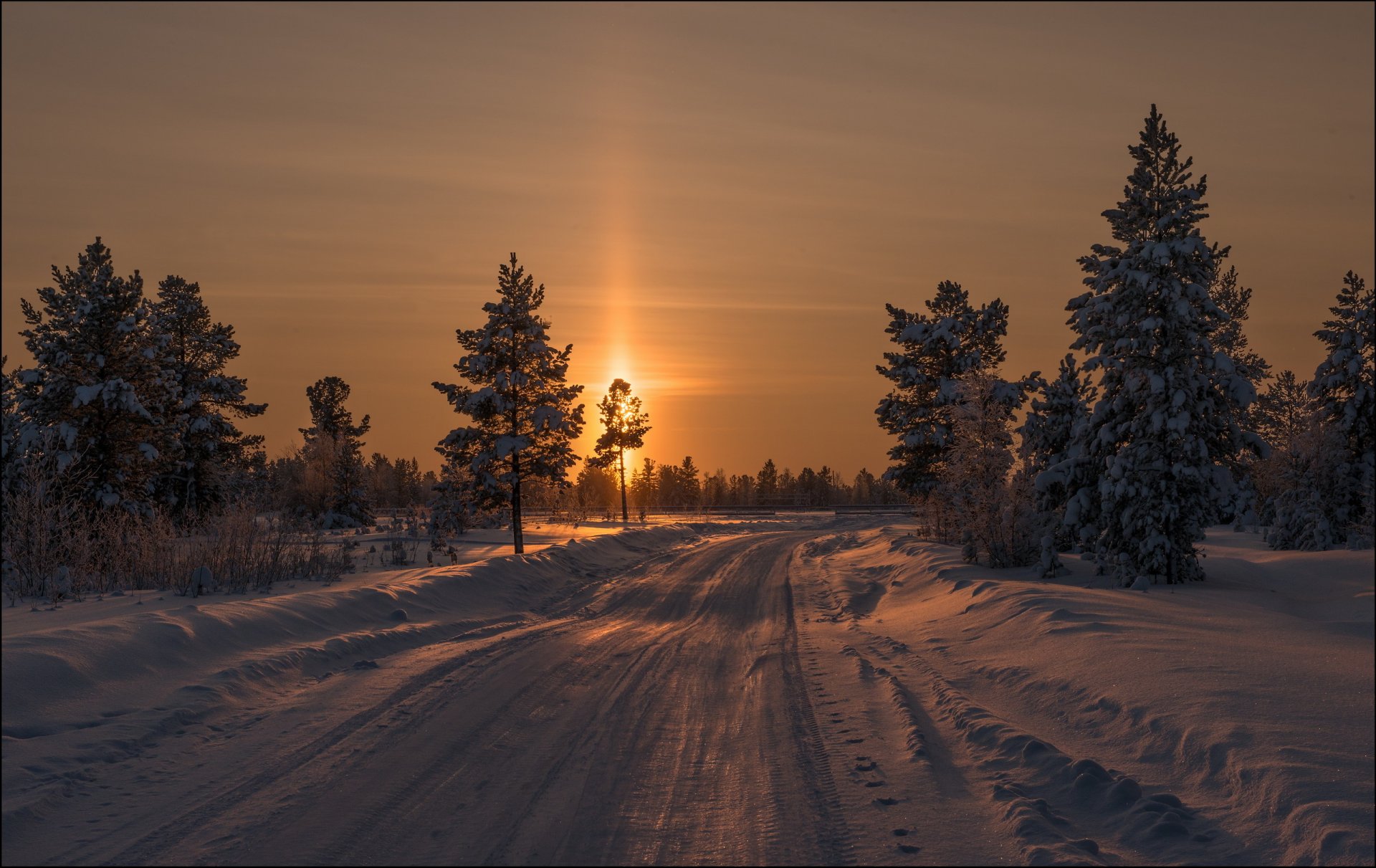 coucher de soleil hiver paysage