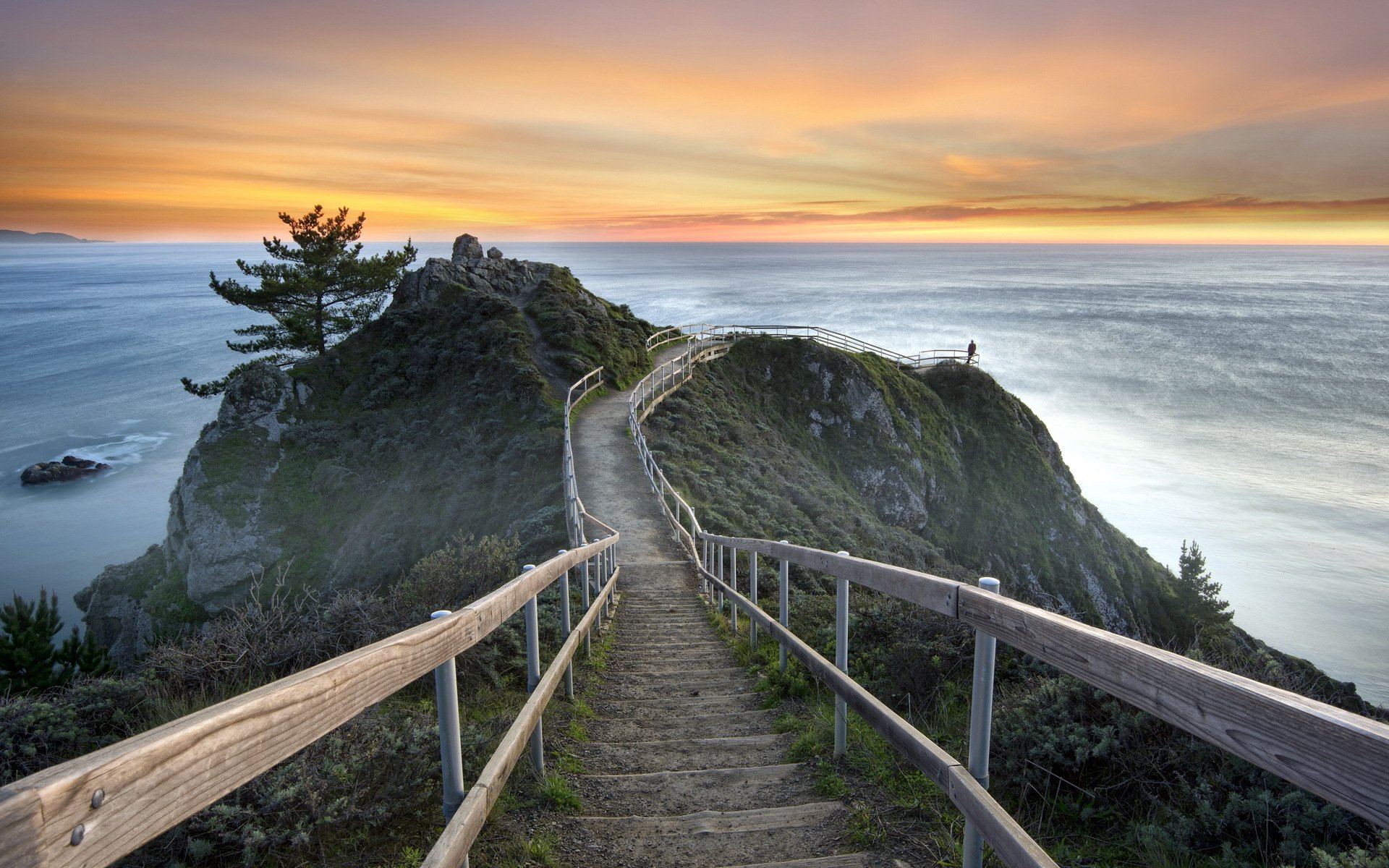 états-unis californie mill valley coucher de soleil mer paysage