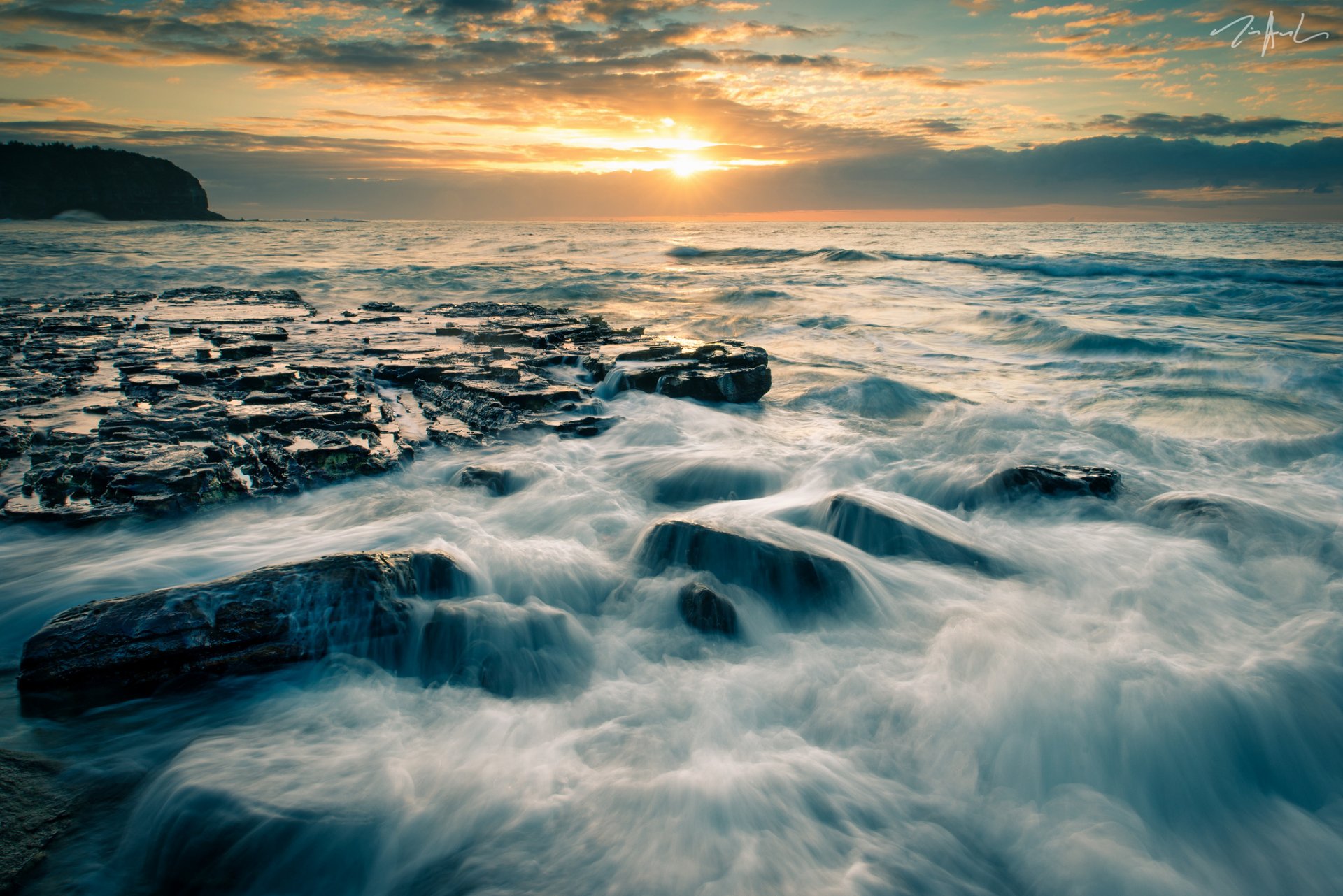 warriewood beach new south wales australia tasman sea tasman sea sunset rock