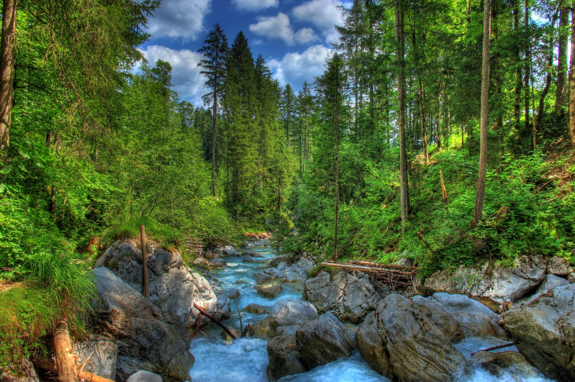 forest germany stones river landscape ramsau bayern munich hdr nature photo