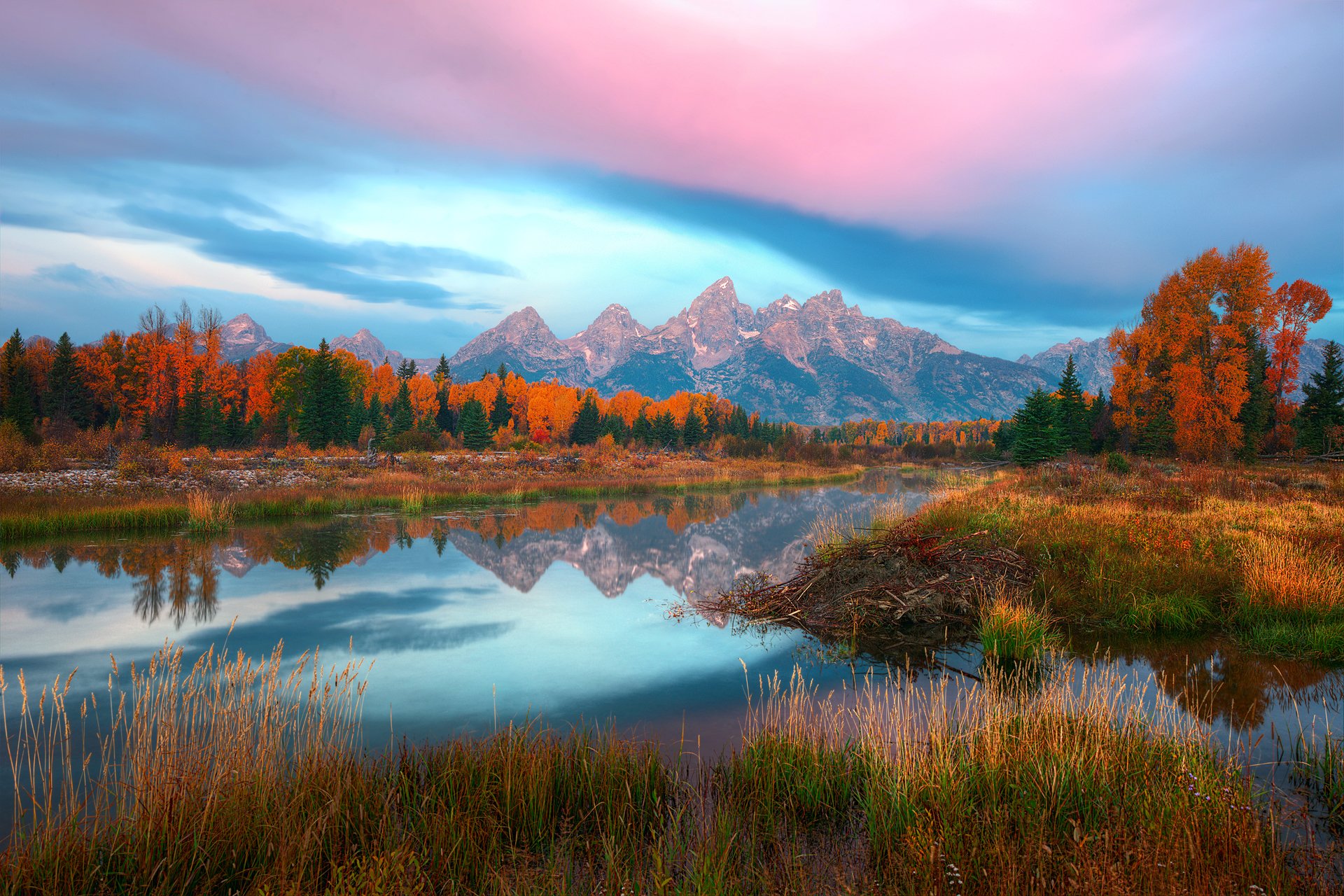 united states wyoming grand teton national park autumn