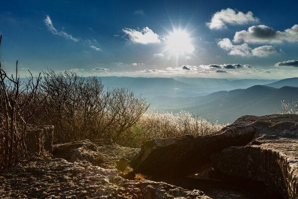 Landscape mountains morning autumn