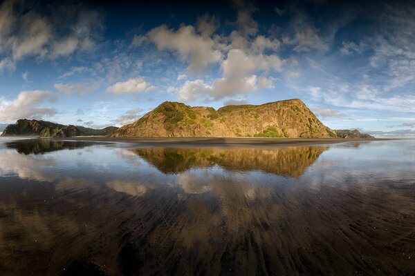 Reflection of the island of careker beach