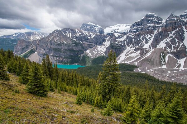 Lago Moraine in Canada. Parco Nazionale di Banff