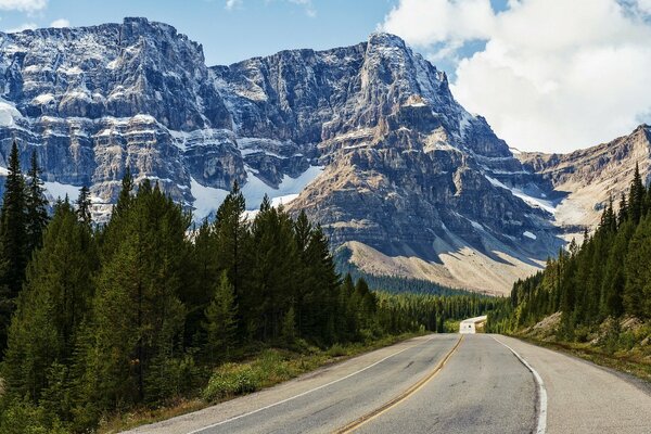 Driving along the road in the mountains, you can see a gorgeous landscape