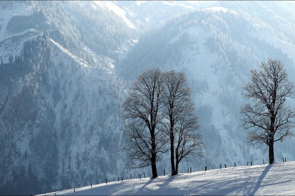 Paesaggio invernale-montagne e colline