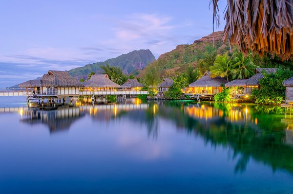 A serene evening on the lake shore