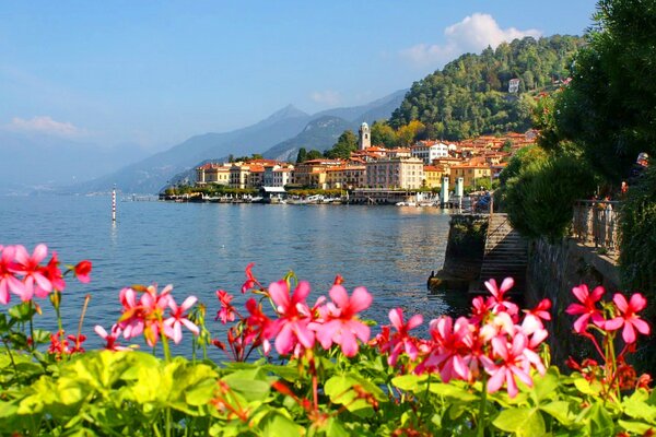 Lake Como in Italy in the mountains. Beautiful landscape
